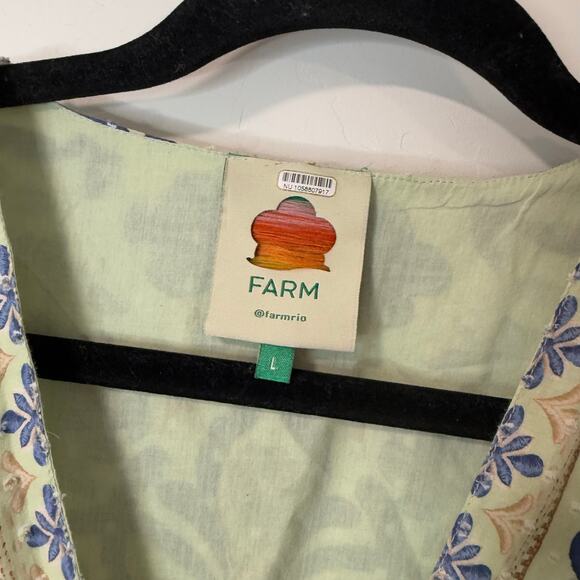 Farm Rio Women's Ocean Tapestry Maxi Dress Smocked V Neck Ruffle Printed Large - Picture 4 of 13